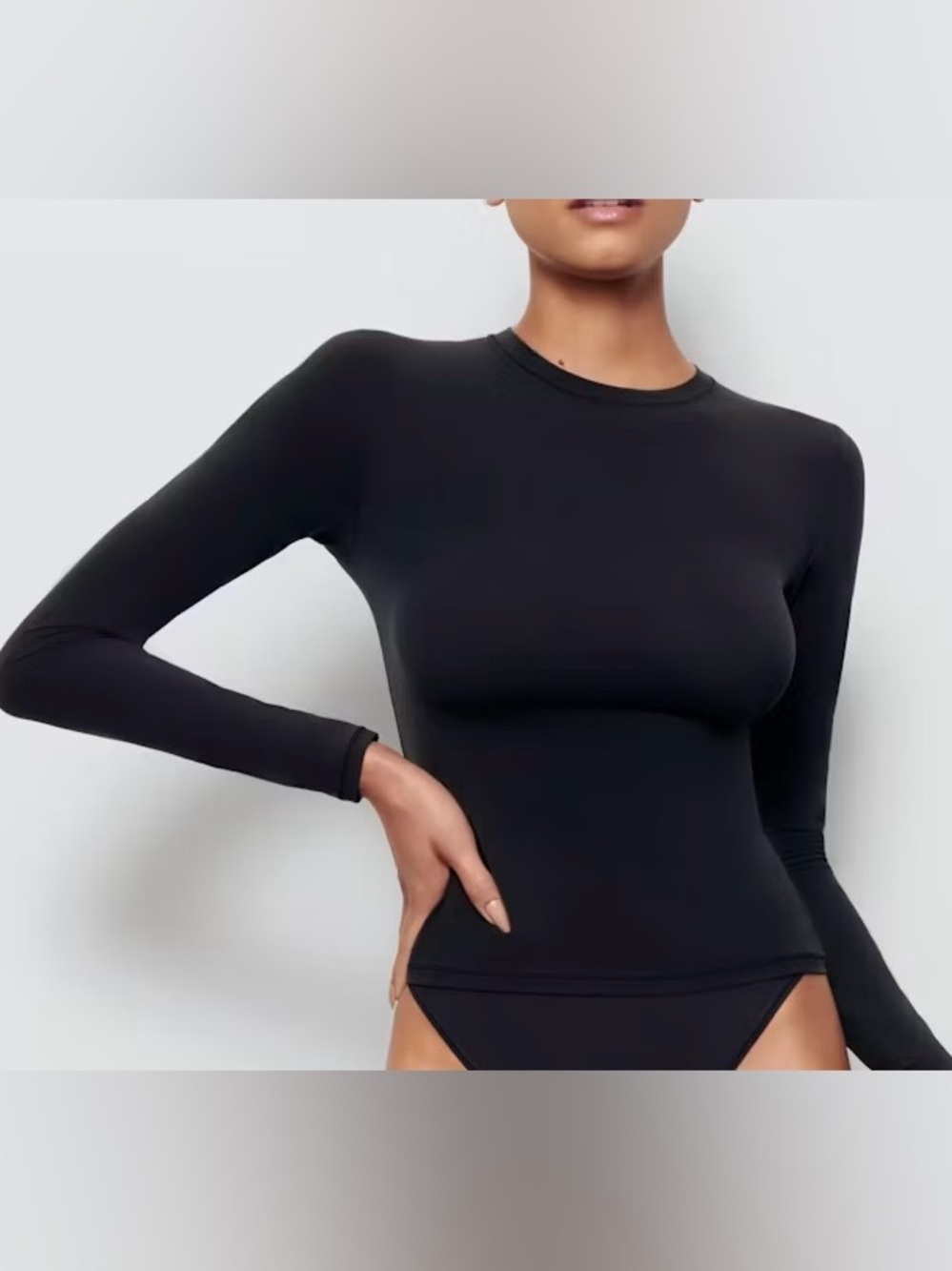 SKIMS Fits Everybody Long Sleeve Top Onyx S
